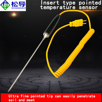 Sensor suhu tipe penyisipan, Probe suhu tipe penyisipan runcing, termokopel tipe-k genggam, Termistor Pt100