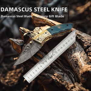 Cuchillo Plegable de Caza de Acero Damasco Inoxidable de la Mejor Calidad, Regalo de Lujo, Cuchillo de Bolsillo Táctico Portátil de Madera Coleccionable - Product Image 2