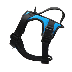Adjustable Padded Nylon Dog <b>Harness</b> Breathable Durable <b>Black</b> Blue Medium Size Buckle Closure Simple Style for Dogs - Product Image 2