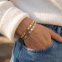 Bracelet en acier inoxydable plaqué or 18 carats avec zircons géométriques, bijoux minimalistes pour femmes, bracelets simples, ne ternissent pas