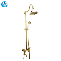 Kangrun Ensemble de douche à poignée unique en laiton doré et mitigeur de douche et douche de salle de bain