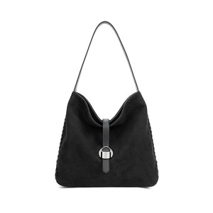 Bolso de Hombro Tipo Hobo de Cuero Genuino de Primera Calidad, Estilo Coreano, Minimalista, con Borde Cosido, Grande y Lujoso - Product Image 5