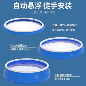 Piscine gonflable ronde de 10 pieds, grande piscine familiale de 1018 gallons pour enfants et adultes, fête aquatique d'été dans la cour - Product Image 4