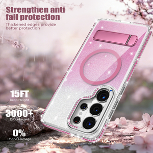 Coque <span class=keywords><strong>de</strong></span> téléphone pour Samsung S26 Ultra avec support magnétique intégré, antichoc, design diamant scintillant, compatible Samsung S25 S24 S23 Ultra - Product Image 3