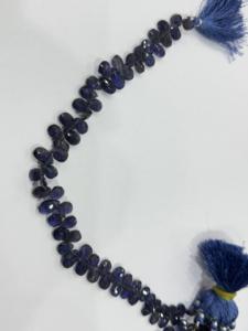 Cuentas de Iolita Natural Listas para Usar, Gotas Facetadas de Iolita Azul Natural - Product Image 6