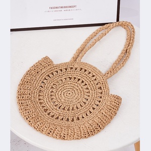 Sac messager en paille tressée, sac à bandoulière rond, sac à main décontracté d'été avec sangle tressée pour usage quotidien - Product Image 4