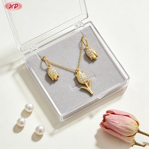 Joyería Chapada en Oro de 18K, Tulipán con Circonita AAA, Conjuntos de Joyería de Moda al por Mayor, Looks para Mujer de Primavera/Cita/Té de la Tarde - Product Image 2