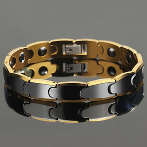 Bracelet de Thérapie Magnétique en Tungstène 2000gs Plaqué Or 18K Unisexe Bienfaits pour la Santé Personnalisé <span class=keywords><strong>Quantique</strong></span> Bio Gris/Noir - Product Image 5