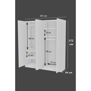 AekaOnline <span class=keywords><strong>ARENA</strong></span> Armario de Madera de 4 Puertas, Pino Atlántico, Mueble de Almacenamiento para Dormitorio, 6 Estantes, <span class=keywords><strong>2</strong></span> Perchas, Organizador de Ropa - Product Image 4