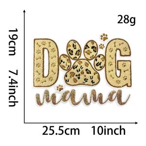 Parche de Chenilla Bordado Termoadhesivo de Gran Tamaño para el Día de la Madre, con la Leyenda 'Dog Mom', para Café - Product Image 4