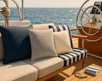 Coussin marin modulaire en mousse haute densité, résistant aux UV, hydrofuge, à séchage rapide, bleu marine rayé, sur mesure pour extérieur