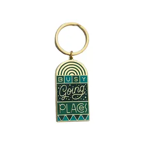 Custom Enamel Key Chain Maker Creative Aspirational Busy Going Places Gift Key Accessories Gold Lettering Graduation Key Chain