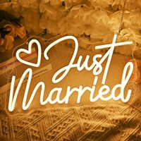 Panneau lumineux LED en forme de cœur « Just Married » pour mariage, décoration de chambre, fête à domicile, anniversaire, décoration romantique