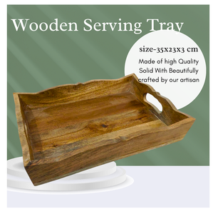 ถาดเสิร์ฟไม้มะม่วง งานฝีมืออินเดีย ดีไซน์หรูหรา เป็นมิตรต่อสิ่งแวดล้อม ผิวธรรมชาติ เหมาะสำหรับใช้ในโรงแรมและร้านอาหาร คุณภาพดี - Product Image 3