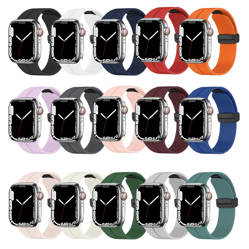 Offizielles Silikon armband mit starker magnetischer Falt schnalle für Apple Watch Ultra 42mm 49mm 8 7 6 5 4 3 2