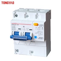 Disjoncteur différentiel 4P MCB 100A 50mA, interrupteur de protection contre les fuites 230V 50Hz 6kA, montage sur rail en cuivre pour usage domestique