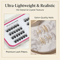 Kit de cils en grappe pliables à 4 couches faits à la main, réutilisables, imperméables, en faux vison/PBT, avec outils de pose DIY et faux ongles à presser