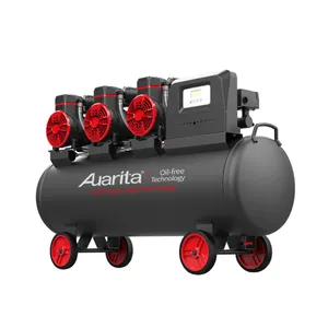 Auarita High Quality Oil Free 3 Cylinder 100L Tank Air Compressor Industrial Air Compressors 220V Manufacturers