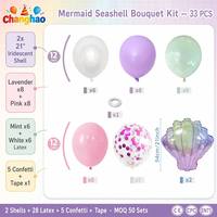 Kit de ballons en latex et en aluminium à thème sirène rose, violet et bleu pour la décoration de fête d'anniversaire de filles CE/CPC