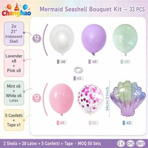 Kit de ballons en latex et en aluminium à thème sirène rose, violet et bleu pour <span class=keywords><strong>la</strong></span> décoration de fête d'<span class=keywords><strong>anniversaire</strong></span> de filles CE/CPC - Product Image 2