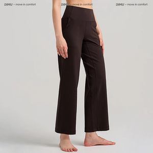 <span class=keywords><strong>DIMU</strong></span> Damen Sport-Leggings mit weitem Bein, gerade geschnitten, locker, hoher Bund, Yoga-Gym-Hose, Vier-Wege-Stretch, Bauchkontrolle, schnelltrocknend - Product Image 3