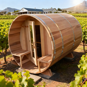 ساونا برميلية خارجية فاخرة من خشب الأرز الأحمر لشخص أو شخصين مع سخان هارفيا، من مورد ذو خبرة 20 عامًا - Product Image 5