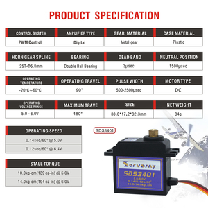 Hiệu Suất Cao Vừa Kỹ Thuật Số <span class=keywords><strong>Servo</strong></span> Với Bánh Răng Kim Loại 14Kg 0.12S 6.0V RC Động Cơ <span class=keywords><strong>Servo</strong></span> Lý Tưởng Cho Cánh Robot 1/12 1/16 1/18 Mô Hình - Product Image 3