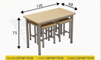 Mobilier scolaire, table rectangulaire en acier et bois avec tabourets suspendus, économique, convient à plusieurs personnes