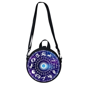 Mini sac à bandoulière noir gothique pour fille et garçon, sacoche ronde avec Constellations - Product Image 1