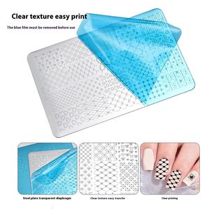 Templat Transfer Gel pola kotak-kotak pelat cetak kuku baja tahan karat terinspirasi renda Prancis - Product Image 4