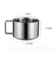 Ensemble de tasses à café/biscuits en acier inoxydable de 200 ml avec soucoupe - Vaisselle moderne écologique en argent