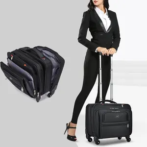 2023 4 Compartment 18 Inch Luggage pilot Waterproof 1680D Nylon cabin Trolley Luggage For Business Travel Suitcase