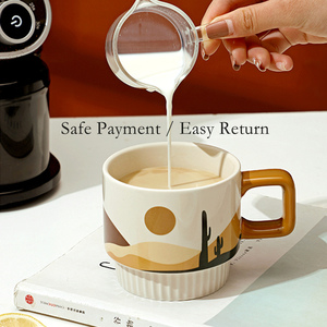 Taza de Café de Cerámica Moderna Nórdica con Estampado Único de 11 oz, para Té, Café Latte, con Cuchara, Venta al por Mayor - Product Image 4