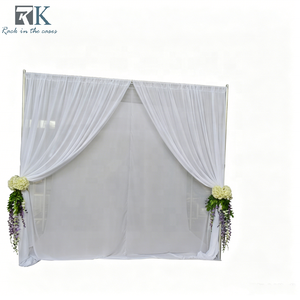 Wedding Stage Background Frame Aluminum Pipe Drape Stand With White Curtain - Product Image 1