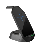 Support de charge magnétique sans fil 4 en 1, chargeur de téléphone 15W avec logo lumineux et indicateur LED pour montre, écouteurs et téléphone portable