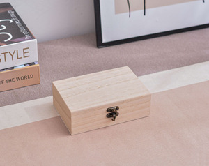 Mộc Mạc dở dang không sơn hộp gỗ với bản lề nắp cho hàng thủ công <span class=keywords><strong>DIY</strong></span> lưu trữ đồ trang sức đồng bằng gỗ thông hộp - Product Image 2