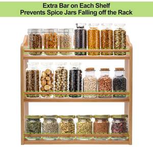 Ripiano per scrofe in bambù a 3 livelli con vasetti per condimenti 5.11 da cucina montabile a parete \ "D X 15.74 \" W X 16.53 \ "H ripiano - Product Image 5