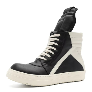 Zapatillas clásicas de caña alta con cordones para hombre, suela gruesa que aumenta la altura, versátiles, estilo casual de celebridad de internet. - Product Image 6
