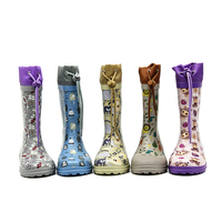 Bottes de pluie en caoutchouc pour enfants avec logo personnalisé, cordon de serrage, chaussures imperméables pour enfants, imprimé animaux de la forêt, fabrication OEM, vente en gros
