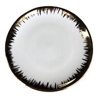 Assiette peu profonde en porcelaine de luxe à bord doré électroplaqué, pour la rentrée scolaire