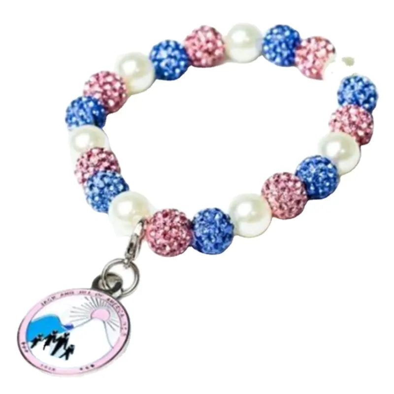 Braccialetto rosa blu Jack e Jill con ciondolo in vernice smaltata gioielli regalo fai da te di moda per ragazze