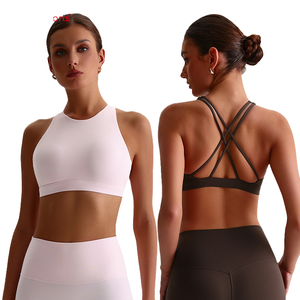 Sujetador Deportivo Transpirable sin Costuras con Cuello Alto para Mujer, para Fitness, Yoga, Entrenamiento, Gimnasio, Spandex/Nailon, Soporte Medio, Push-Up, Extraíble - Product Image 4