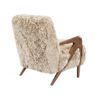 Fauteuil de loisirs en bois massif de style nordique, coussin en laine d'agneau, fait à la main, écologique, doux, meubles de salon, chambre à coucher