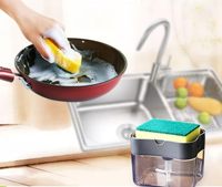 Éponge à vaisselle automatique avec distributeur de savon, chiffon à récurer et boîte à savon