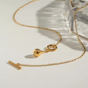 Collar de Moda con Colgante de Gota para Mujer, Joyería de Acero Inoxidable, Chapado en Oro de 18K, Cadena INSY Lockbone - Product Image 4