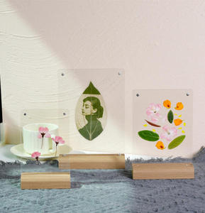 6" 7" 8" Double Side Led Laser Engraving Solid Wood Carving Leaf Photo <b>Frame</b> - Product Image 1