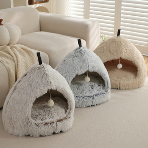 Fabricante al por mayor logotipo personalizado mascota proveedor peluche perro gato cueva cama - Product Image 4