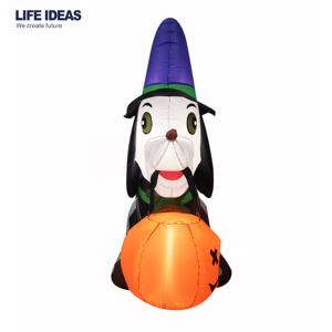 Décorations gonflables d'Halloween de 1,5 m : Chiot squelette Teckel gonflable avec LED intégrées et <span class=keywords><strong>citrouille</strong></span> gonflable pour la décoration d'Halloween - Product Image 2