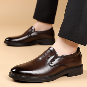 Mocasines de Cuero Negro para Hombre, Punta Puntiaguda, Sin Cordones, Transpirables, para Todas las Temporadas, Zapatos Formales para Boda - Product Image 4