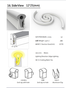 Striscia al <span class=keywords><strong>neon</strong></span> <span class=keywords><strong>led</strong></span> RGB impermeabile <span class=keywords><strong>anti</strong></span>-<span class=keywords><strong>UV</strong></span> <span class=keywords><strong>anti</strong></span>-fuoco in silicone puro 12x25 di alta qualità per luce lineare - Product Image 6